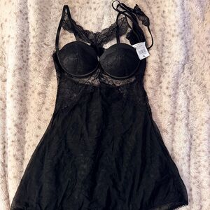 Frederick's of Hollywood Black Lace Chemise